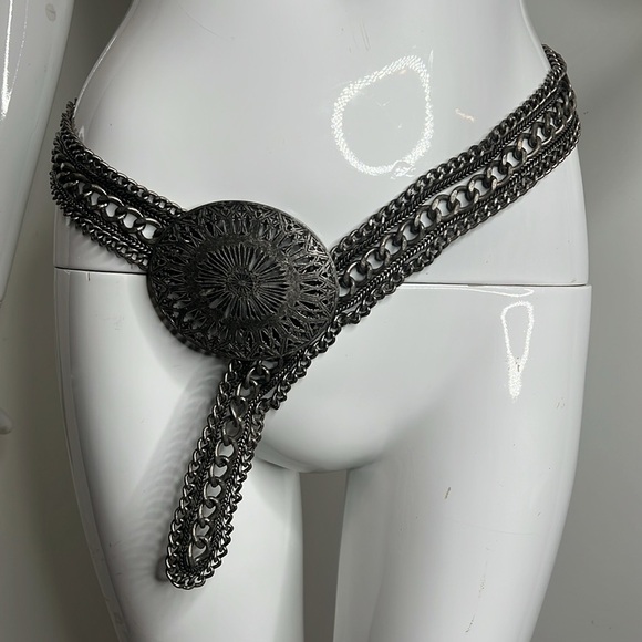 39” Dark Silver Metal Chain Adjustable Belt Necklace main image 8